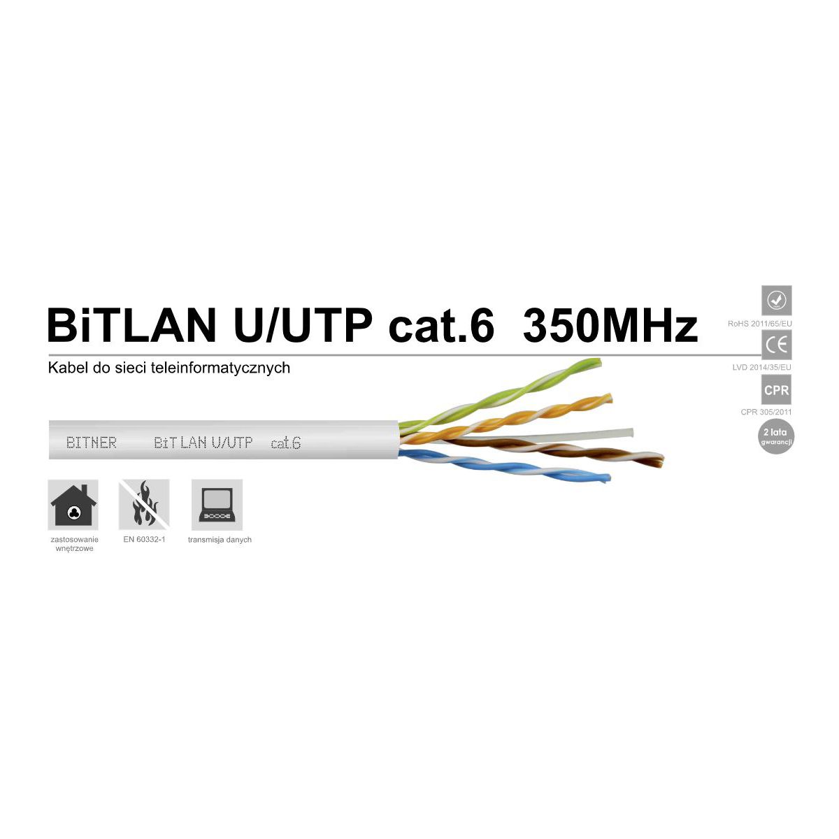 Kabel BiTLAN U/UTP cat.6 350MHz paczka 305 m.