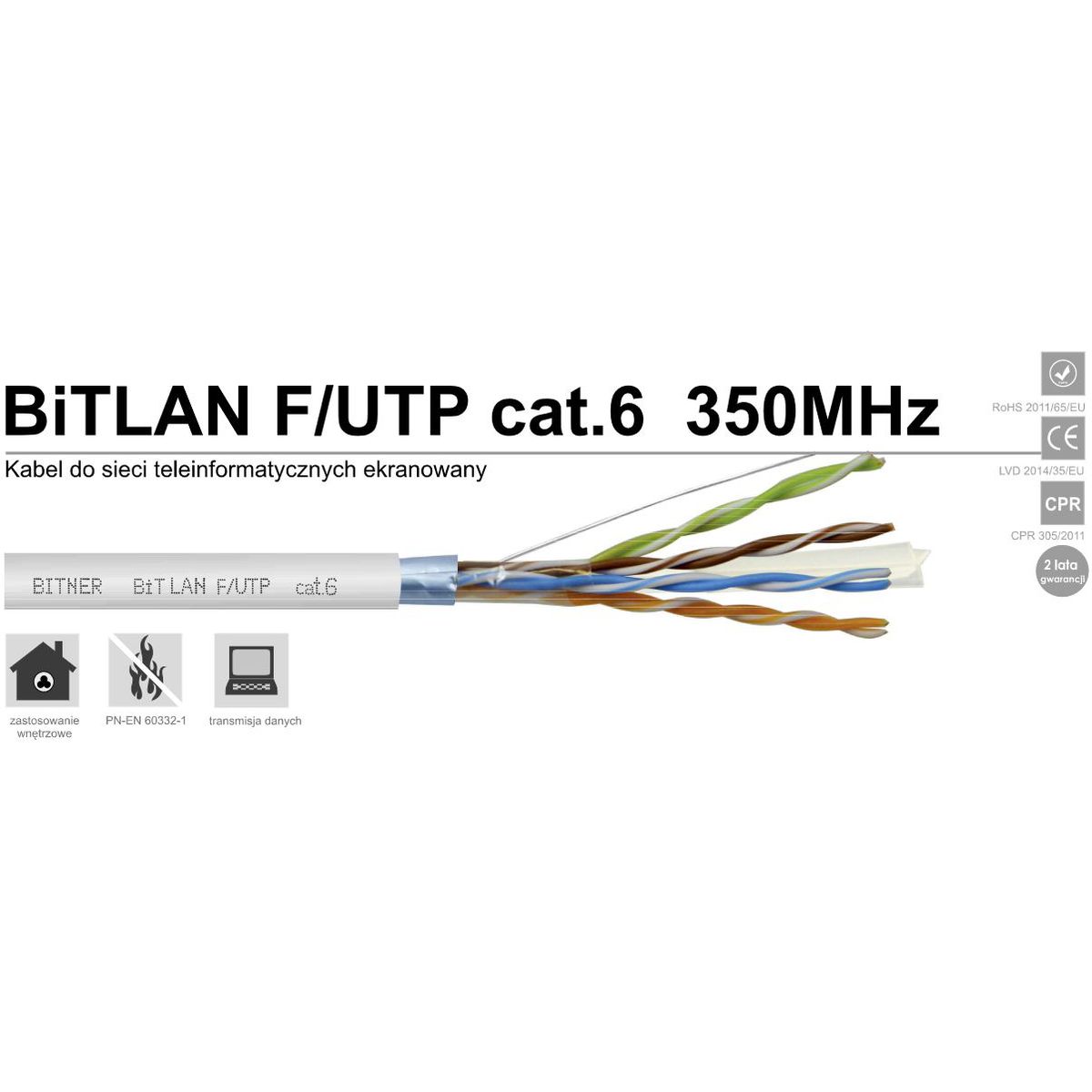 Kabel ekranowany BiTLAN F/UTP cat.6 350MHz paczka 305m