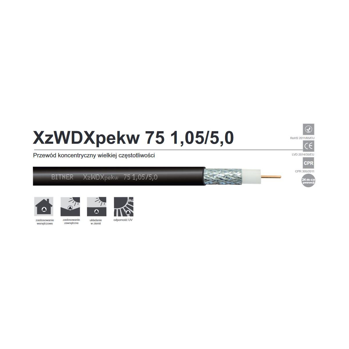 Kabel koncentryczny ziemny XzWDXpekw 75 1,05/5,0