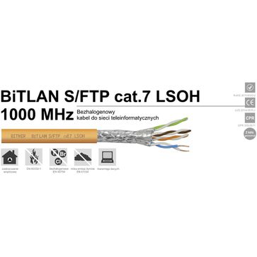 Kabel bezhalogenowy BiTLAN S/FTP cat.7 LSOH 1000 MHz