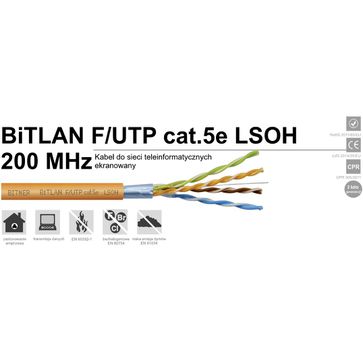 Kabel ekranowany BiTLAN F/UTP cat.5e LSOH 200MHz