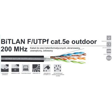 Kabel ekranowany, żelowany BiTLAN F/UTPf cat.5e outdoor 200MHz karton 305mb