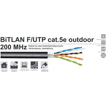 Kabel ekranowany zewnętrzny BiTLAN F/UTP cat.5e outdoor 200MHz