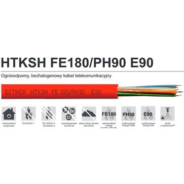 Kabel ogniodporny, bezhalogenowy HTKSH FE180/PH90 E90 1x2x0,8
