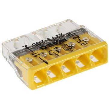 Złączka COMPACT do puszek instalacyjnych 5-przewodowa żółta